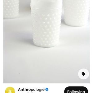 More Beautiful Anthropologie milk glass tumblers!!  6 available!!